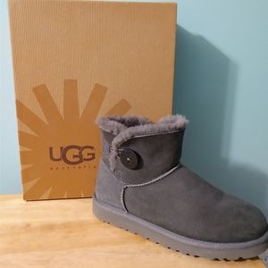 UGG Grey Mini Bailey Button ll Boots